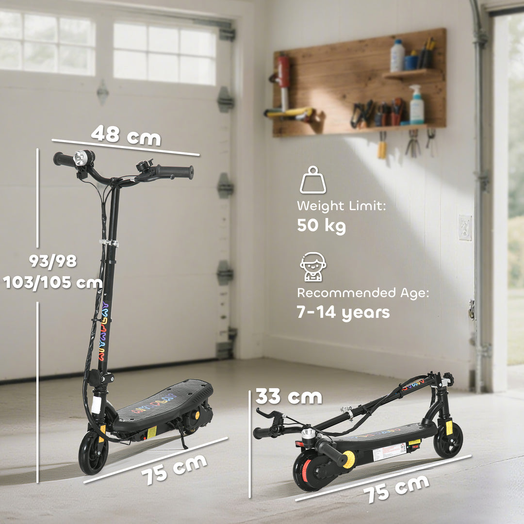 MCL Foldable Electric Scooter, with LED Headlights, for Ages 7-14 Years, Black