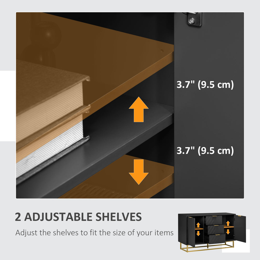 MCL Sideboard with 3 Drawers and Adjustable Shelves for Living Room - Black