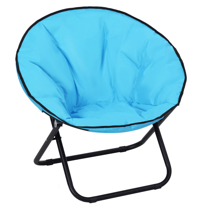 Camping Moon Chair, Portable Folding Camping Chair for Adults with Wide Padded Oxford Seat for Outdoor Camp, Travel, Fishing, Beach, Blue