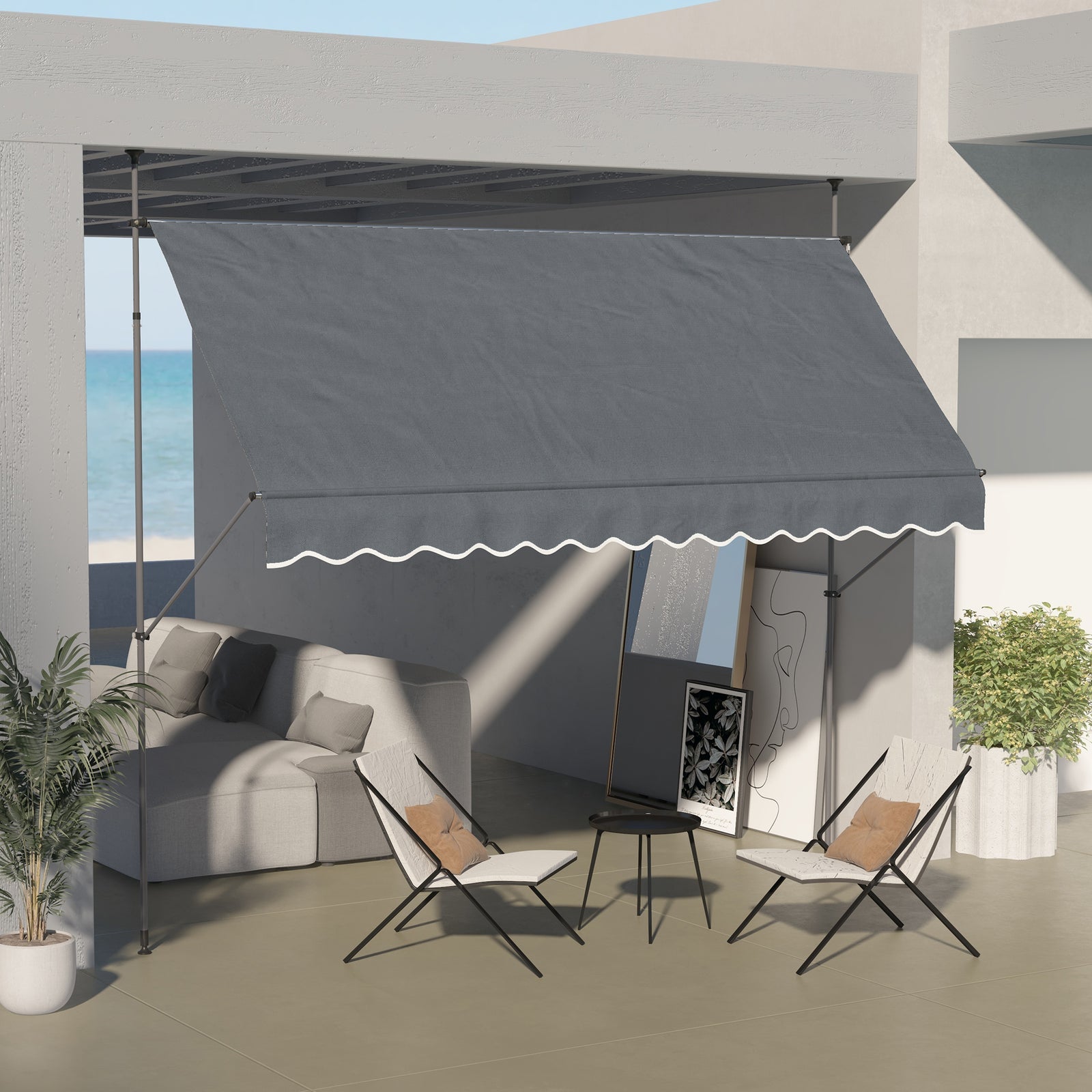 3.5 x 1.2m Manual Retractable Awning - Grey