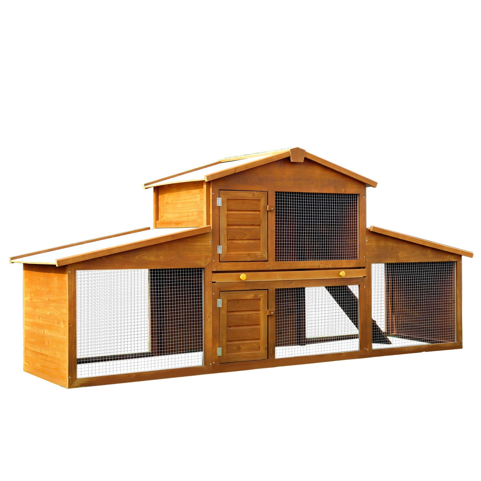 Small Animal Deluxe XXL Fir Wood 2-Tier Guinea Pigs Hutches Natural Wood Tone