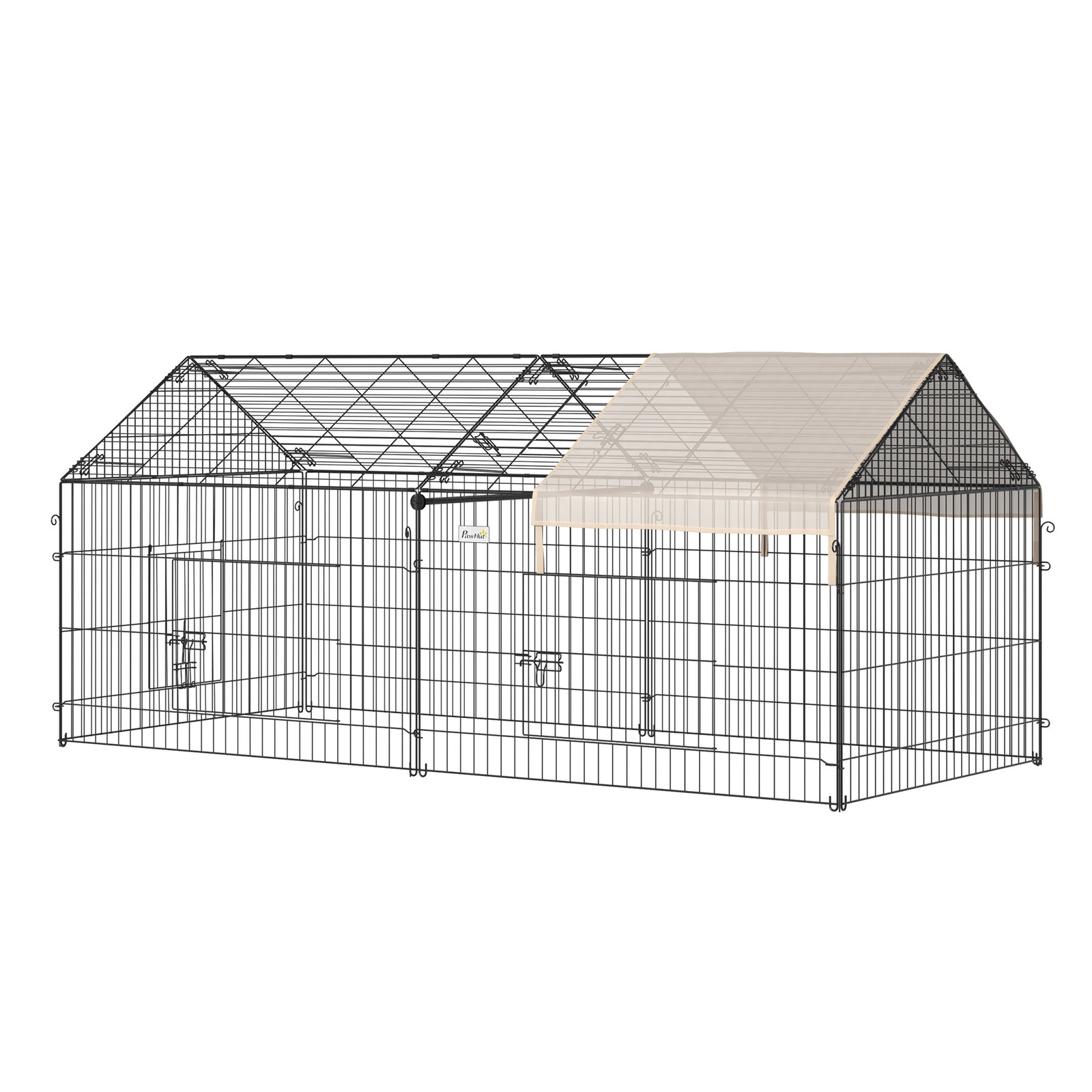 Metal Rabbit Run Playpen, Guinea Pig Cage, 220 x 103 x 103cm, Beige