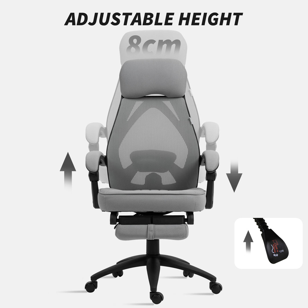 Office Chair with Footrest, High Back Swivel Desk Chair with Adjustable Height and Headrest for Home Office, Dark Grey