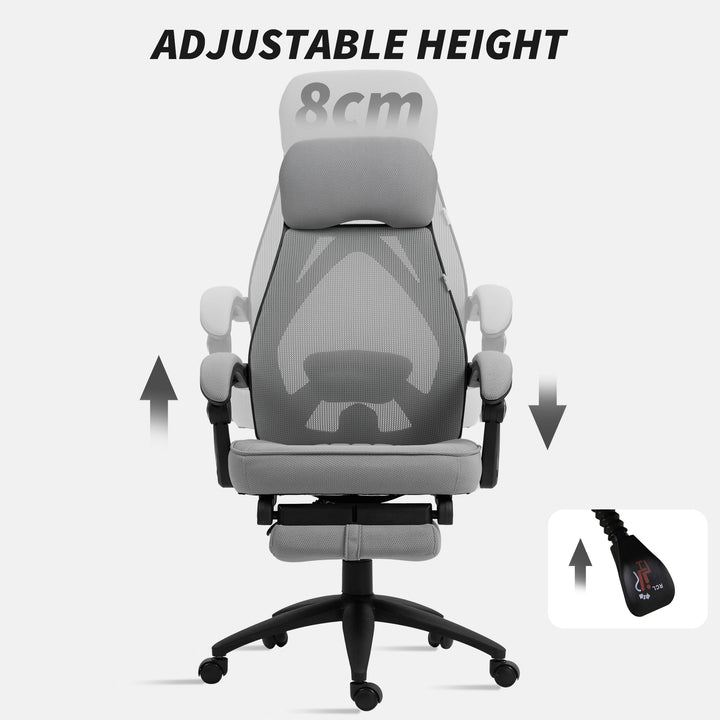 Office Chair with Footrest, High Back Swivel Desk Chair with Adjustable Height and Headrest for Home Office, Dark Grey