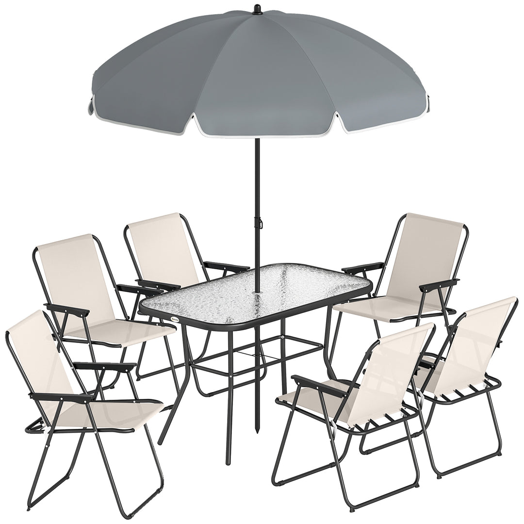 8 Piece Garden Dining Set with Umbrella Garden Furniture Set with 6 Fo