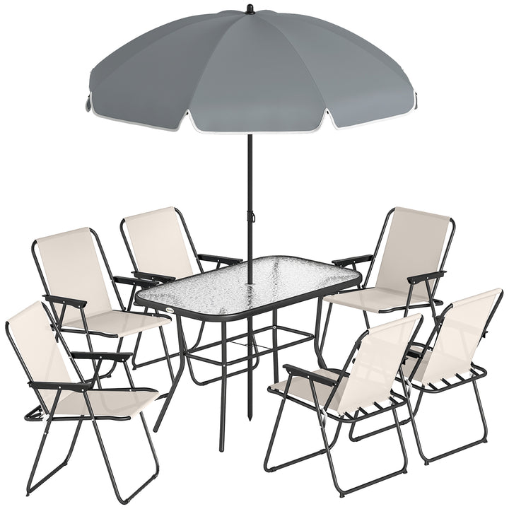 8 Piece Garden Dining Set with Umbrella Garden Furniture Set with 6 Fo