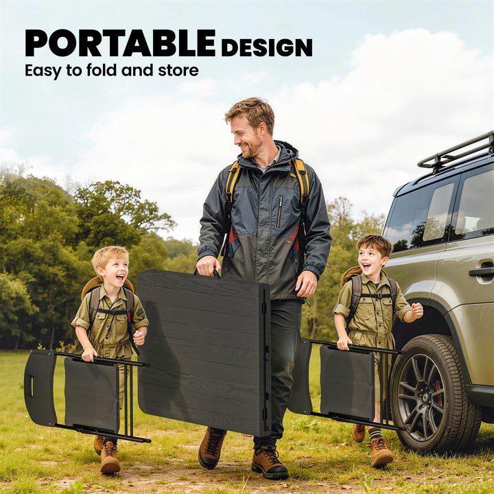 5 Piece 6ft Foldable Table and Chairs, Portable Picnic Table Set with 