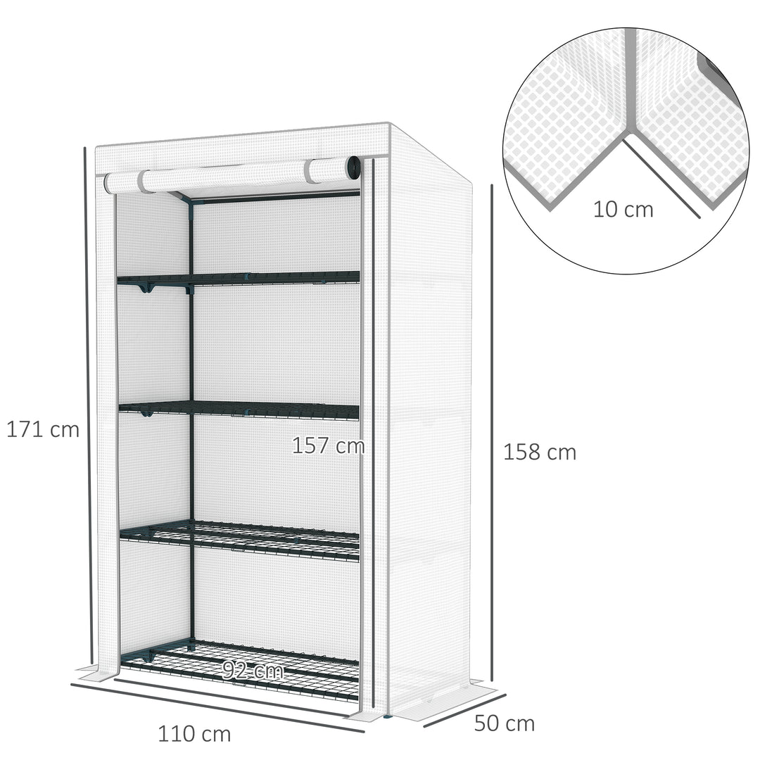 Four-Tier Mini Greenhouse - Grey/White