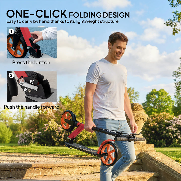 One-click Folding Kick Scooter for 14+ w/ Adjustable Handlebar, Push S