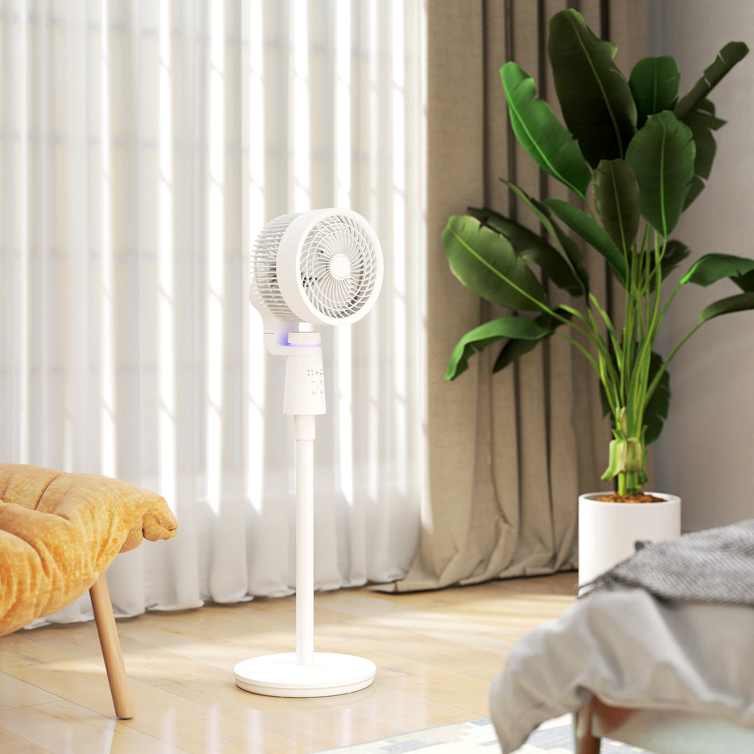 Pedestal Air Circulation Fan with Oscillating, Light Off, White