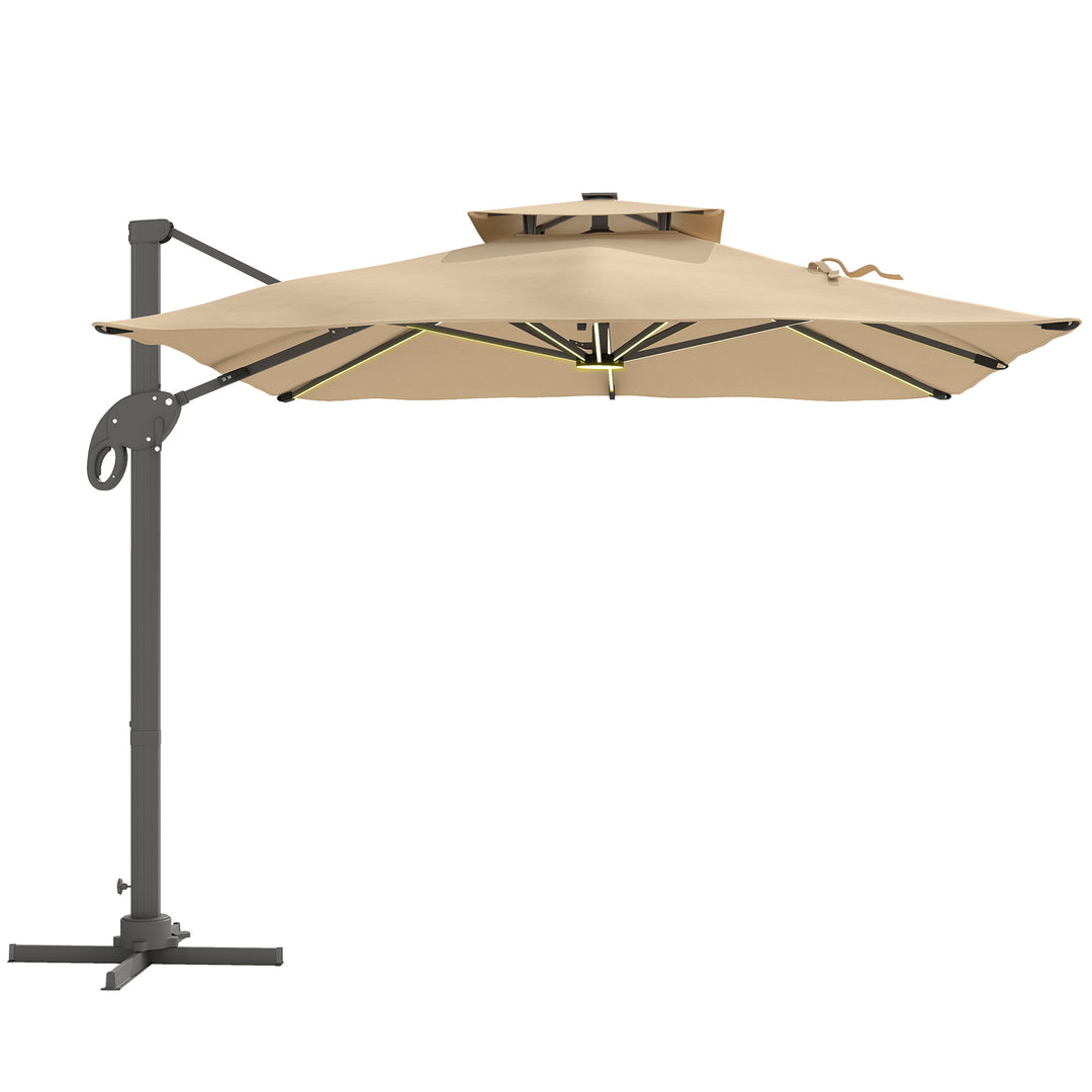 MCL 3 x 3(m) Aluminium Sun Square Canopy Top w/ Adjustable Pole Angle Khaki