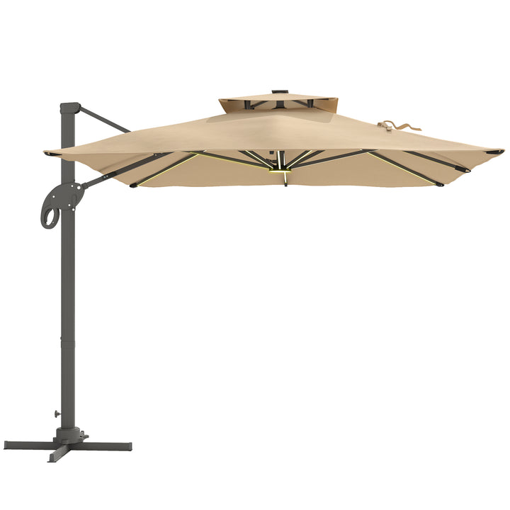 MCL 3 x 3(m) Aluminium Sun Square Canopy Top w/ Adjustable Pole Angle Khaki