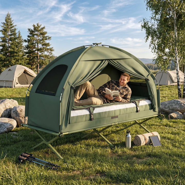 1 person Foldable Camping Tent w/Sleeping Bag Air Mattress Outdoor Hik