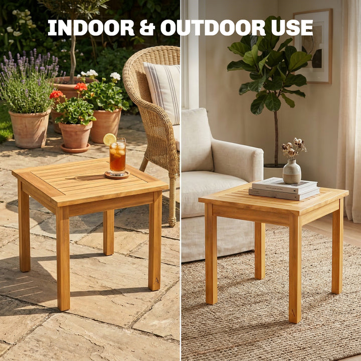 Coffee Table Fully Assembled Patio Side Table Slatted Top Solid Acacia