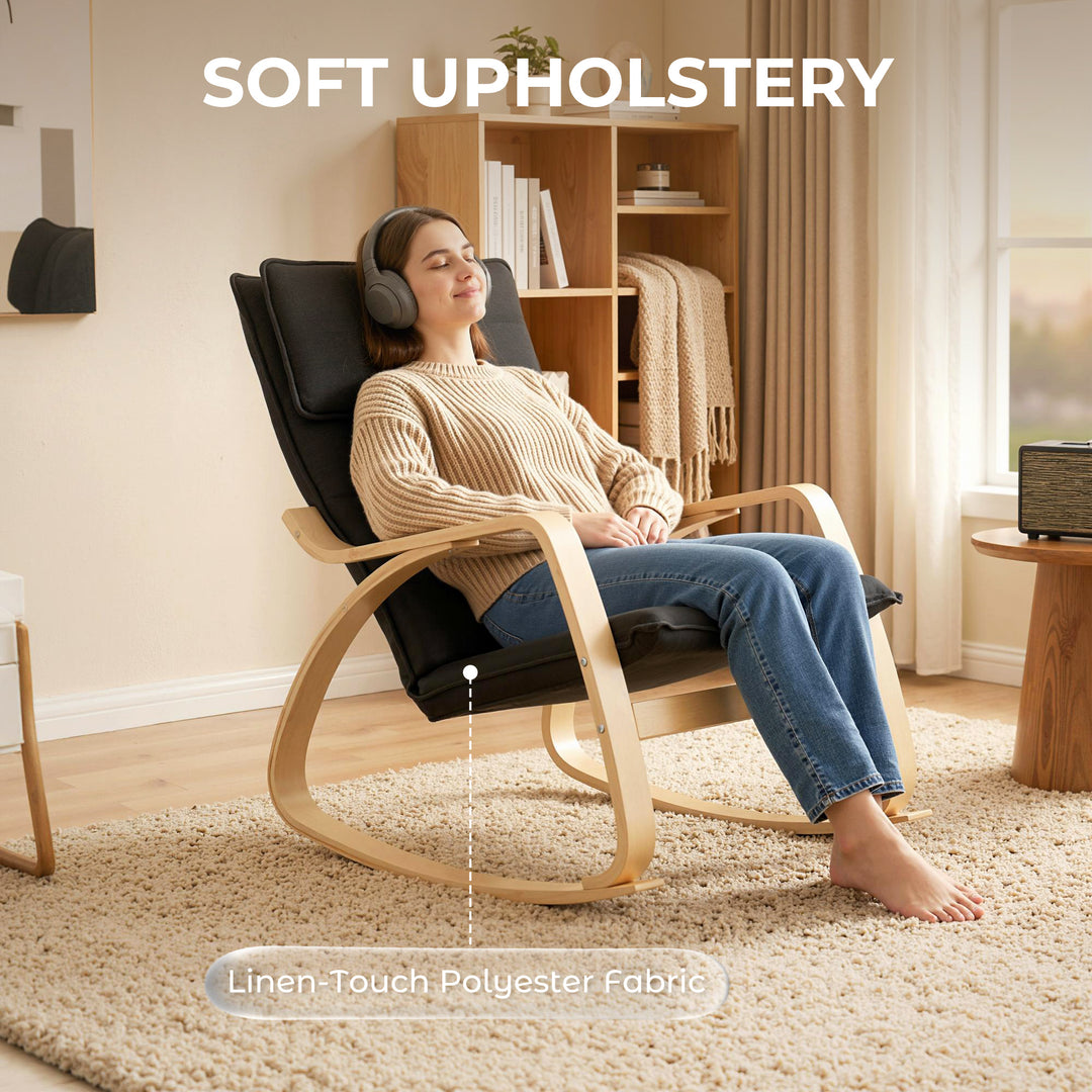 Lounge Chair, Comfortable Relax Rocking Chair with Headrest, 67W x 92D