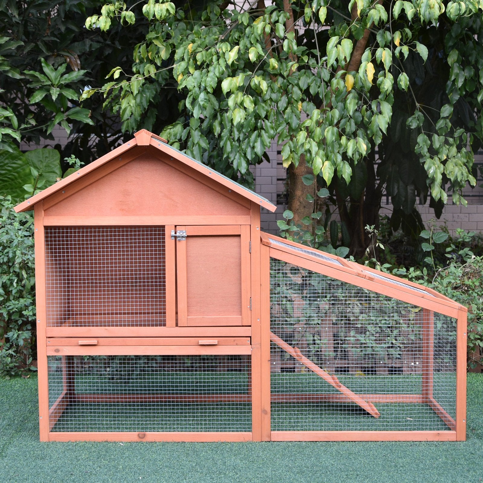 Small Animal Two-Level Fir Wood Guinea Pigs Hutches w/ Slide Out Tray Red/Brown