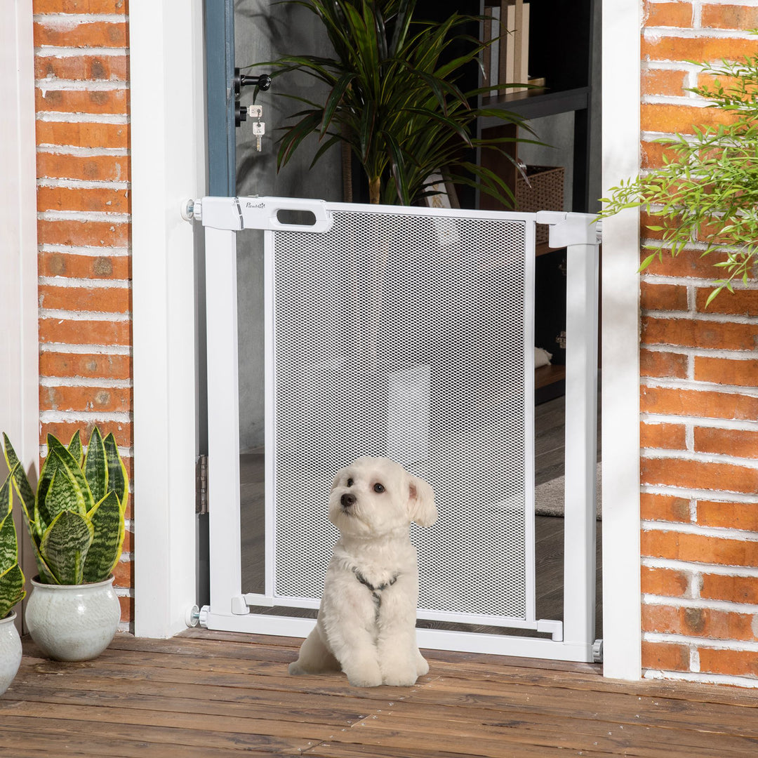 MCL Pet Safety Gate, for Doorways, Staircases, Hallways, with 75-82cm Adjustable Width - White
