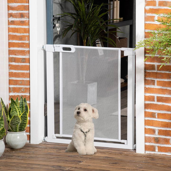 MCL Pet Safety Gate, for Doorways, Staircases, Hallways, with 75-82cm Adjustable Width - White