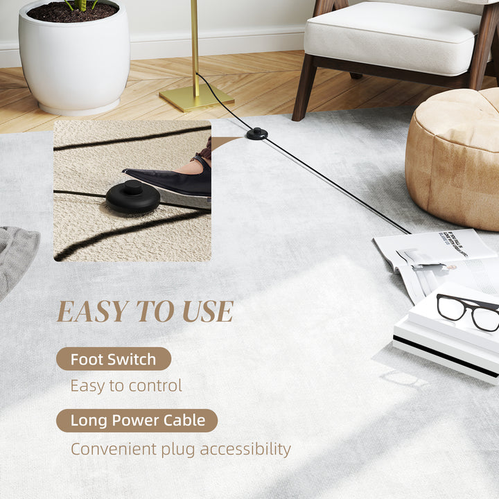 LED Floor Lamp with 3 Adjustable Brightness, Modern Dimmable Standing Lamp with Foot Switch for Bedroom, Living Room, Gold Tone