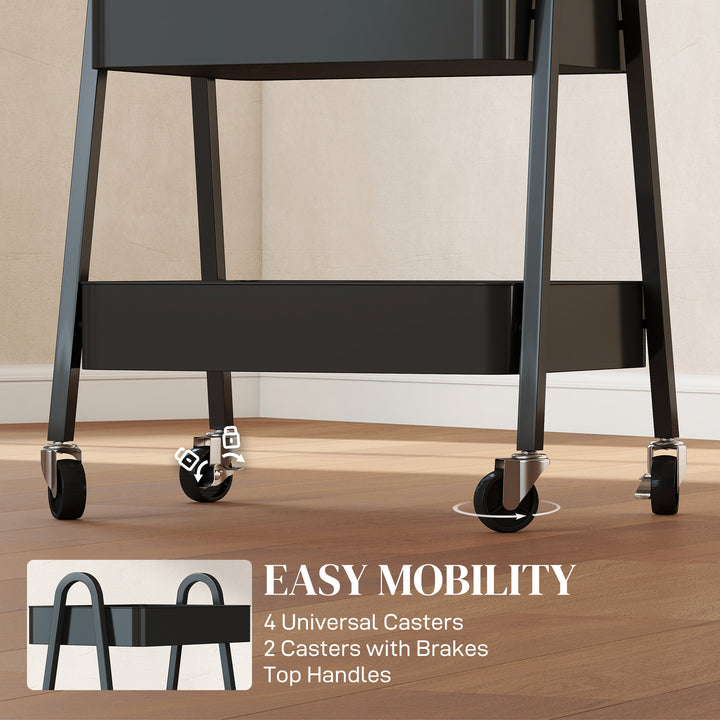 Three-Tier Storage Trolley - Black