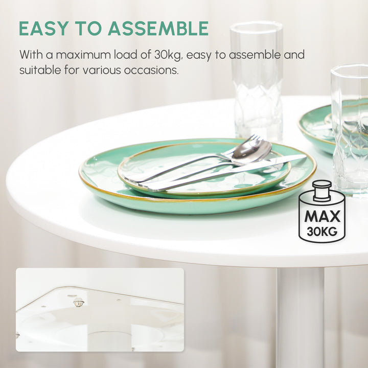 75H x Φ70cm Two-Person Minimalistic Dining Table - White