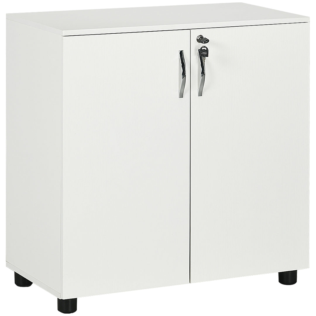 Two-Tier Locking Office Storage Cabinet - White