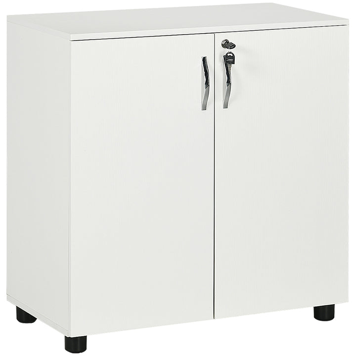 Two-Tier Locking Office Storage Cabinet - White