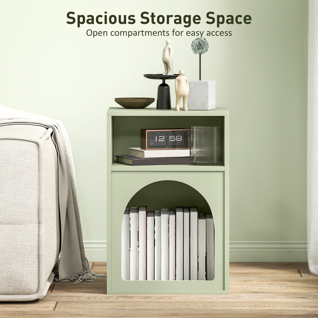 Bedside Table with 2 Open Compartments - Light Green