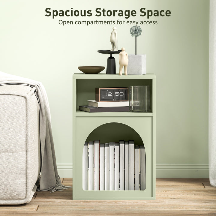Bedside Table with 2 Open Compartments - Light Green