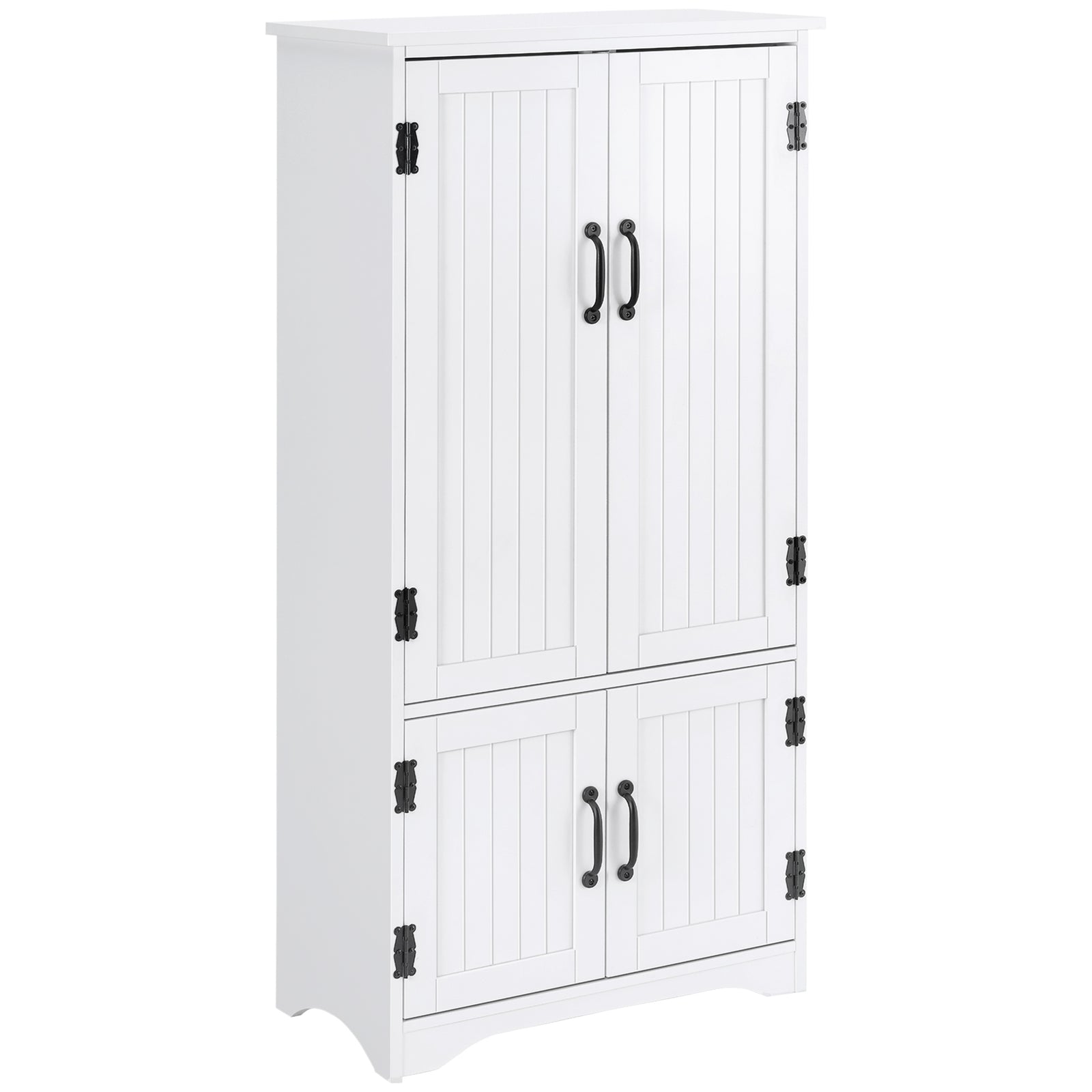 Accent Floor Storage Cabinet Kitchen Cupboard with Adjustable Shelves and 2 Lower Doors, White