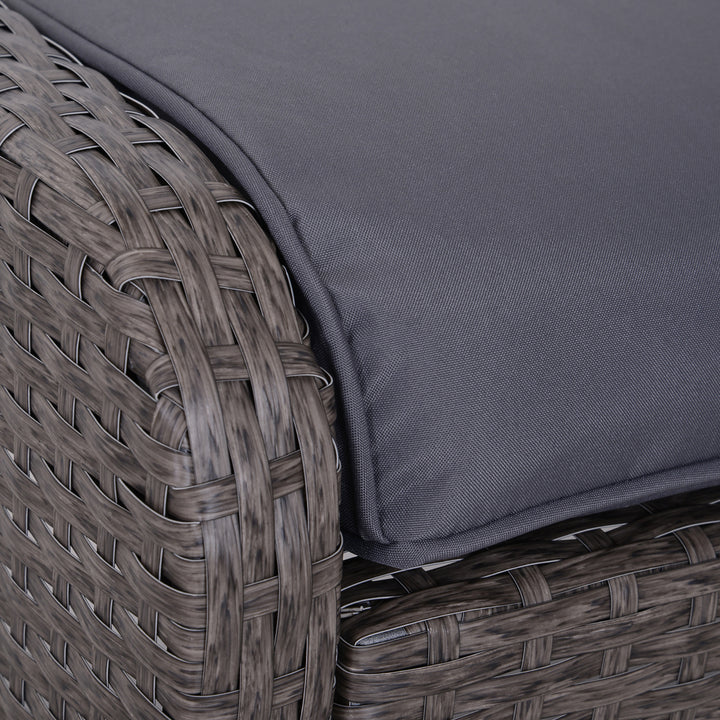 2-Seater Rattan Furniture Set, Steel Frame-Grey