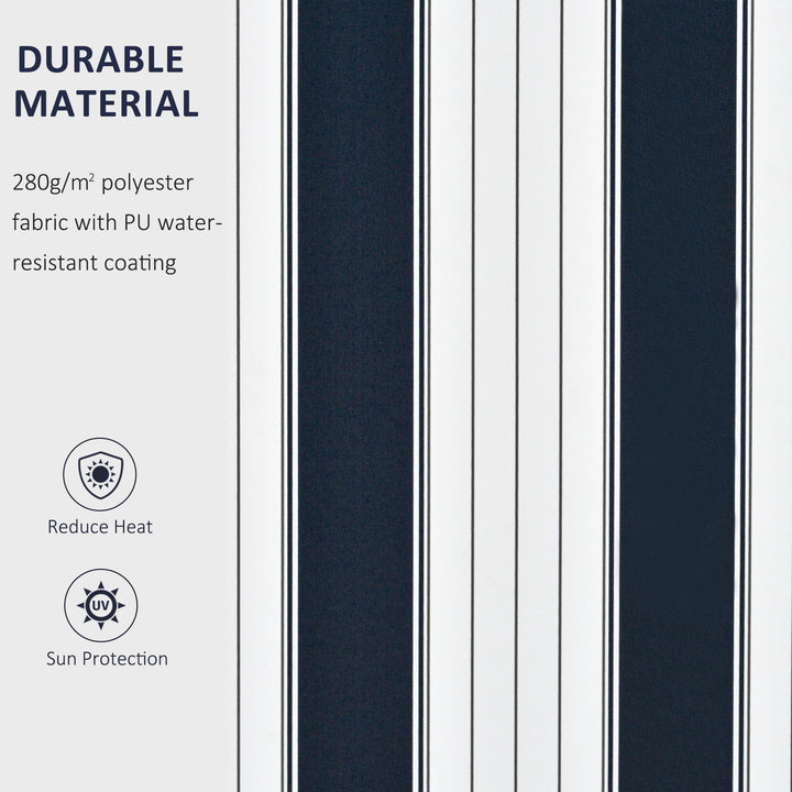 Manual Retractable Awning, 3x2.5 m-Blue/White Stripes