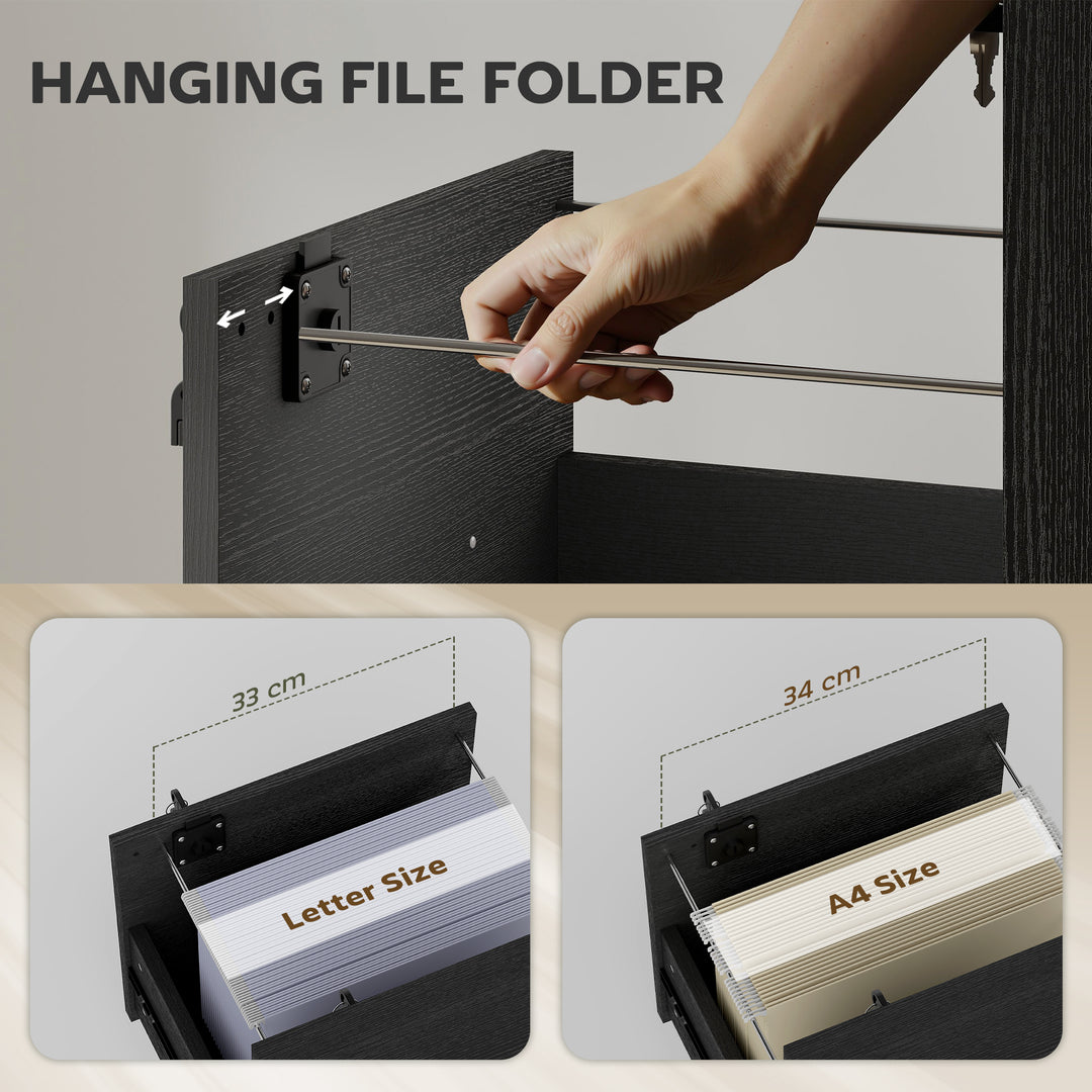 Rolling File Cabinet with 2 Drawers, Mobile Filing Cabinet with Hanging File Folder for Letter Sized Documents