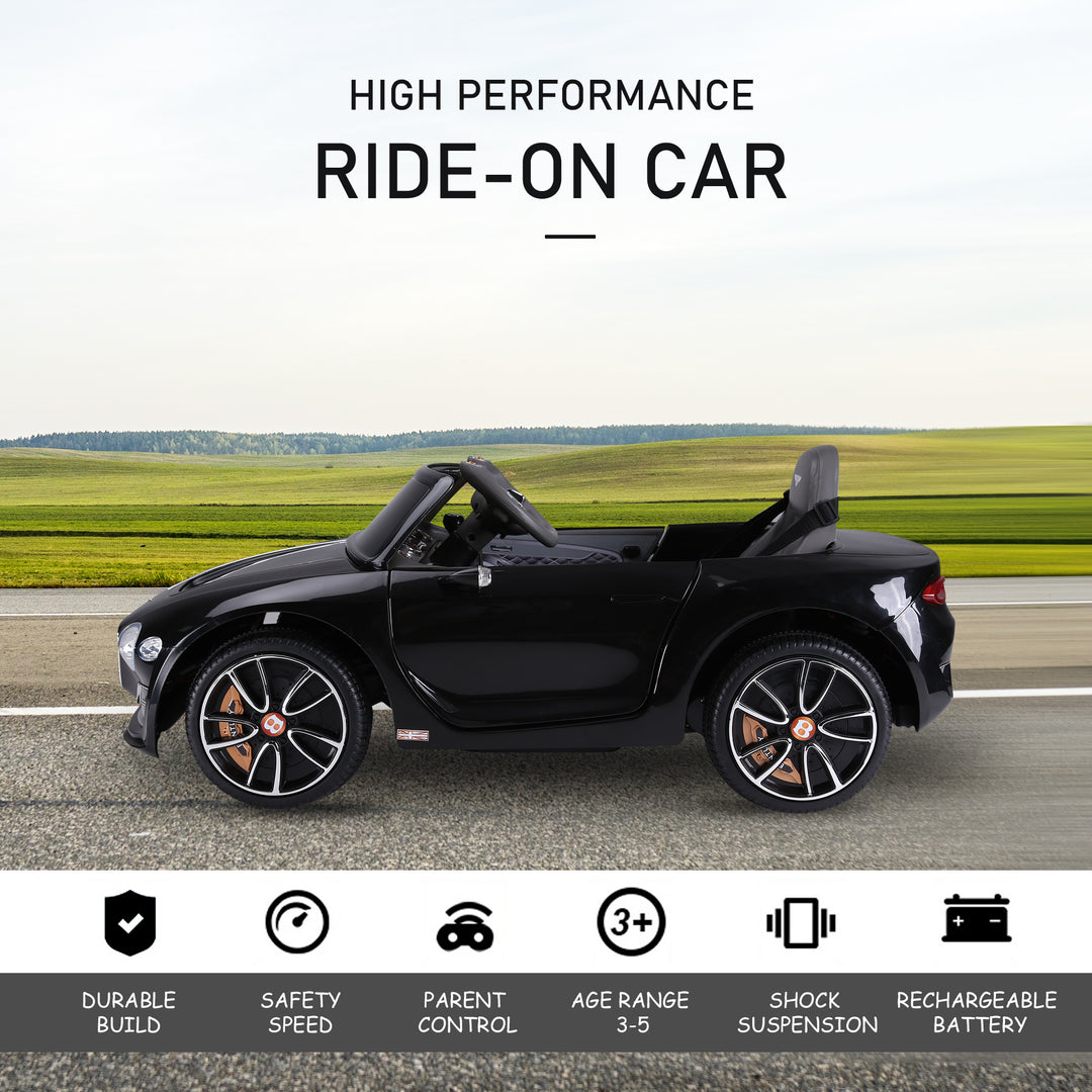 HOMCOM Licensed Bentley Kids Electric Car, 6V Battery Ride On Toy, Durable PP Construction, Black