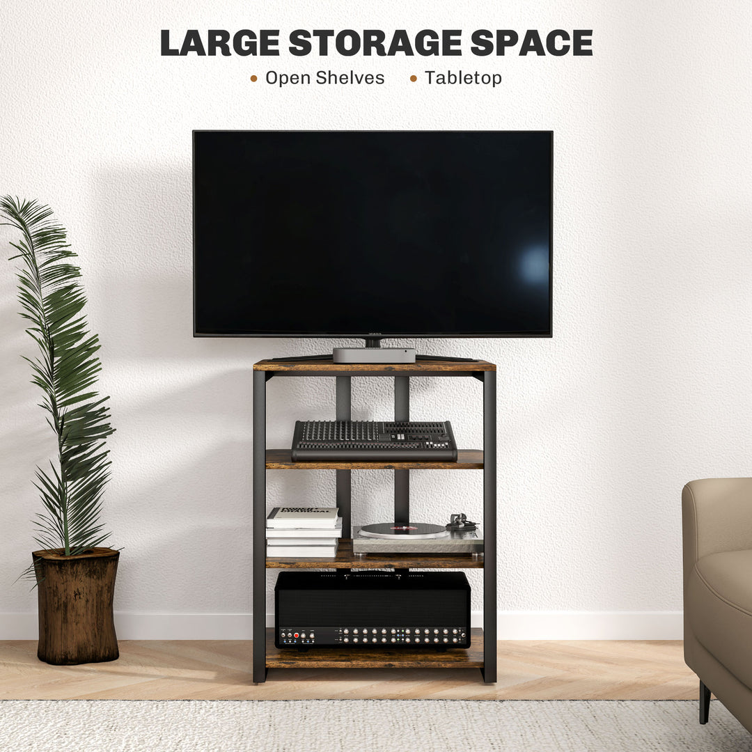 HiFi Stand, with Four Storage Shelves - Rustic Brown