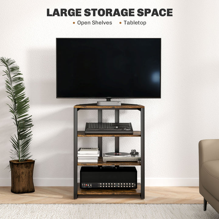 HiFi Stand, with Four Storage Shelves - Rustic Brown