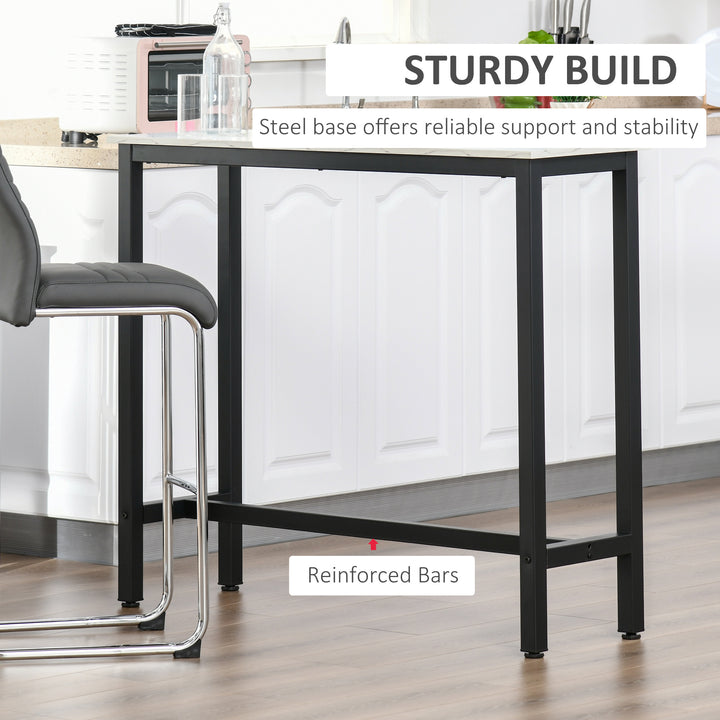 Rectangular Bar Table, Wood Effect Coffee Table for Small Space, Breakfast Dining, Kitchen, Industrial, White & Black