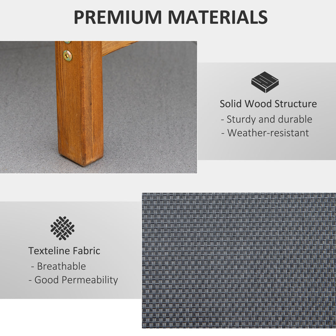 MCL Ergonomic Patio Lounge Chair Wooden Outdoor Chaise w/ 3 Adjustable Back and Removable Headrest Pillow for Garden Black