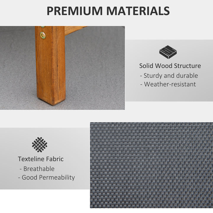 MCL Ergonomic Patio Lounge Chair Wooden Outdoor Chaise w/ 3 Adjustable Back and Removable Headrest Pillow for Garden Black