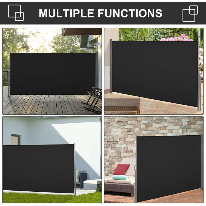 Retractable Sun Side Awning Screen Fence Patio Garden Wall Balcony Screening Panel Outdoor Blind Privacy Divider (3x1.6M, Black)