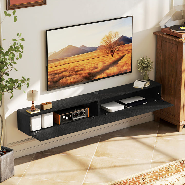 180cm Floating TV Stand, Wall Mount TV Unit with Cable Management Hole