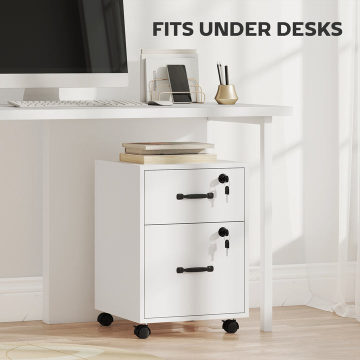 Rolling File Cabinet with 2 Drawers, Mobile Filing Cabinet with Hanging File Folder for Letter Sized Documents
