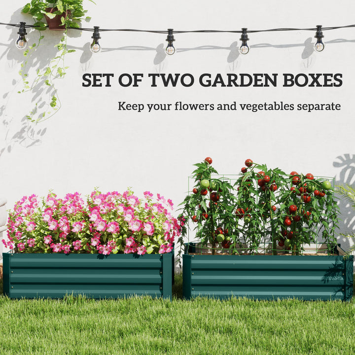 Set of Two 100 x 60cm Steel Planter Boxes -Green