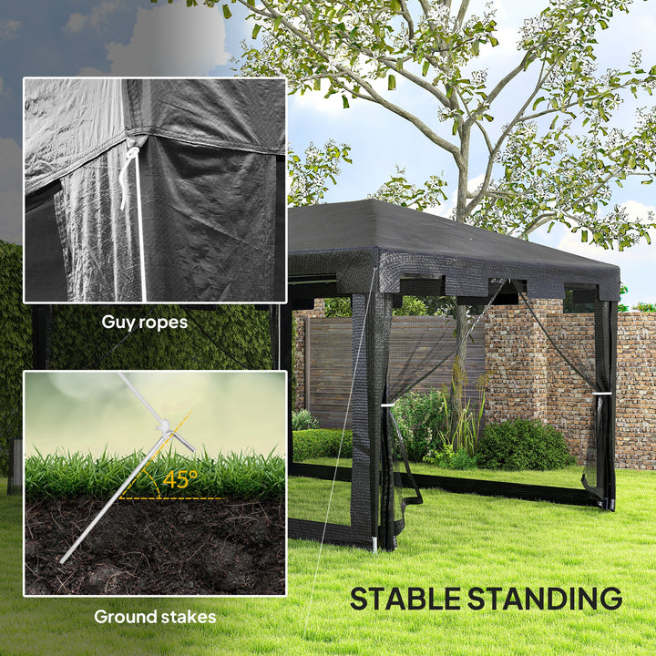 4 x 3 m Party Tent Wedding Gazebo Outdoor Waterproof PE Canopy Shade with Panel