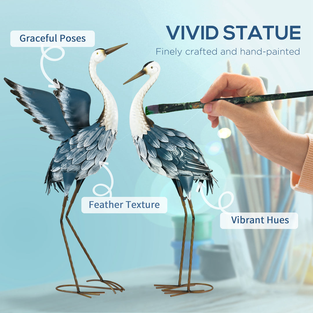 Heron Garden Statues, Standing Garden Ornament, Metal Garden Gift with