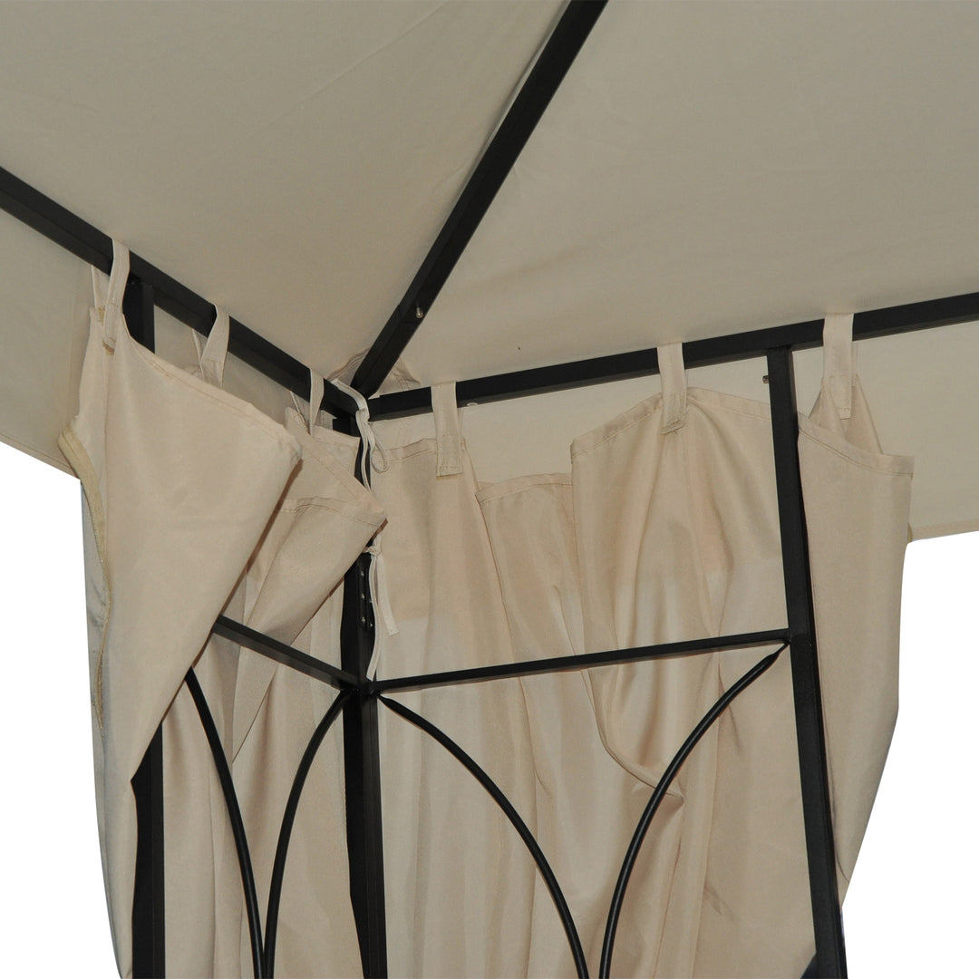 3 x 3 m Garden Gazebo Double Roof Marquee Patio Wedding Party Tent Canopy Shelter with Sidewalls, (Beige)