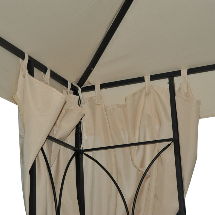 3 x 3 m Garden Gazebo Double Roof Marquee Patio Wedding Party Tent Canopy Shelter with Sidewalls, (Beige)