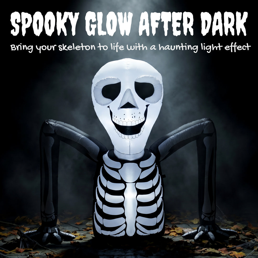 Inflatable Ground Crawling Skeleton, Scary Halloween Decoration with B