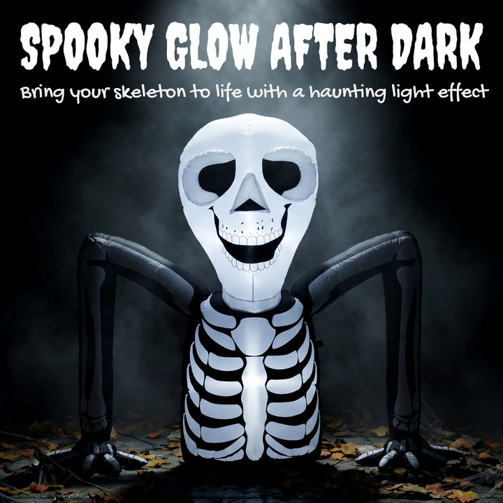 Inflatable Ground Crawling Skeleton, Scary Halloween Decoration with B