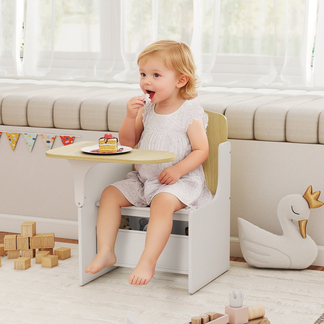 Kids Table and Chair Set, Children Desk and Chair with Storage Bins for Playing, Reading, Painting, for Ages 3-5